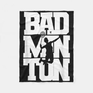Badminton Player Smashing Shuttle Birdie Badminton Fleece Blanket