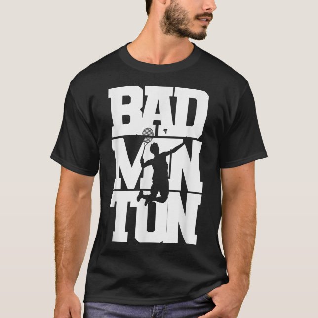Badminton Player Smashing Shuttle Birdie Badminton T-Shirt (Front)