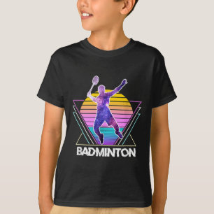 Badminton Player Sports Retro Vintage Vaporwave 90 T-Shirt