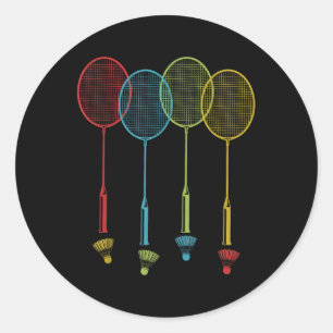 Badminton Player Team Shuttle Coach Match Badminto Classic Round Sticker