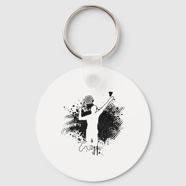 Badminton Player Vintage Badminton  Key Ring (Front)