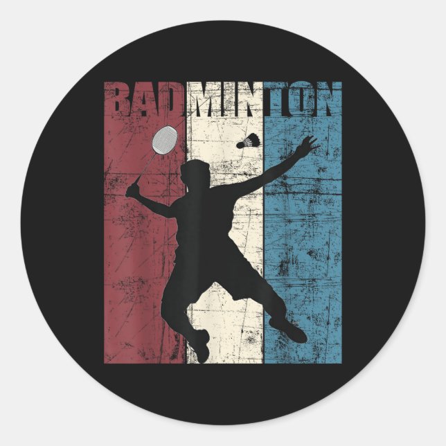 Badminton Player Vintage Distressed  Classic Round Sticker (Front)