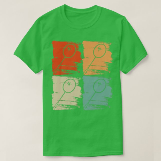 Badminton Racket Badminton Retro T-Shirt (Design Front)