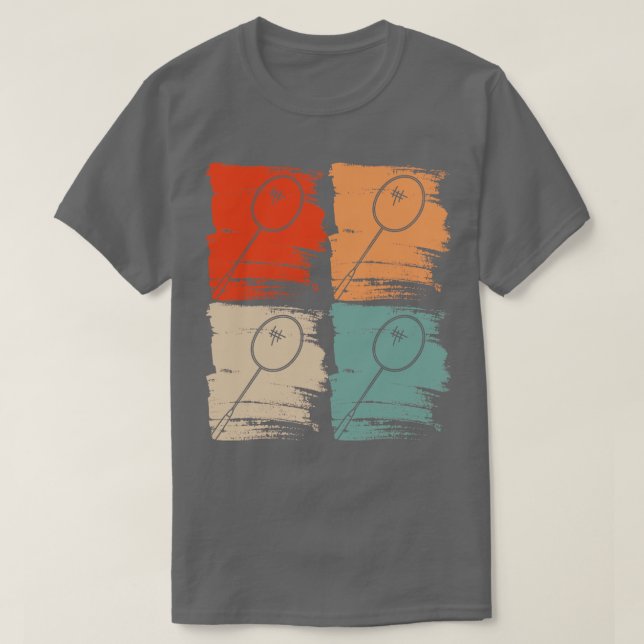 Badminton Racket Badminton Retro T-Shirt (Design Front)