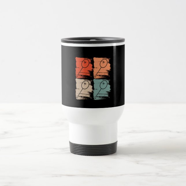 Badminton Racket Badminton Retro Travel Mug (Center)
