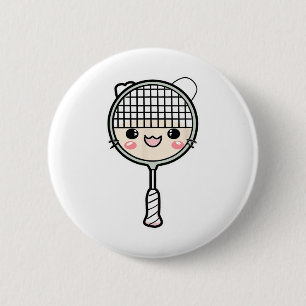 Badminton Racket Cartoon Face Shuttle Player  6 Cm Round Badge
