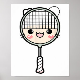 Badminton Racket Cartoon Face Shuttle Player  Poster