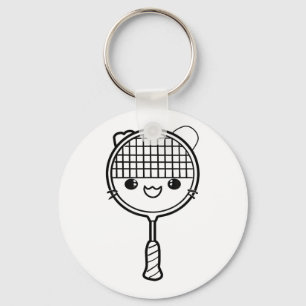 Badminton Racket Cartoon Look Shuttle Game  Key Ring