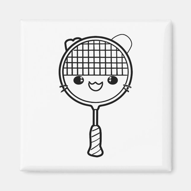 Badminton Racket Cartoon Look Shuttle Game  Magnet (Front)