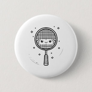 Badminton Racket Comic Shuttle 6 Cm Round Badge