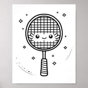 Badminton Racket Comic Shuttle  Poster