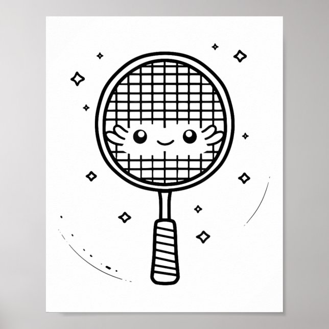 Badminton Racket Comic Shuttle  Poster (Front)