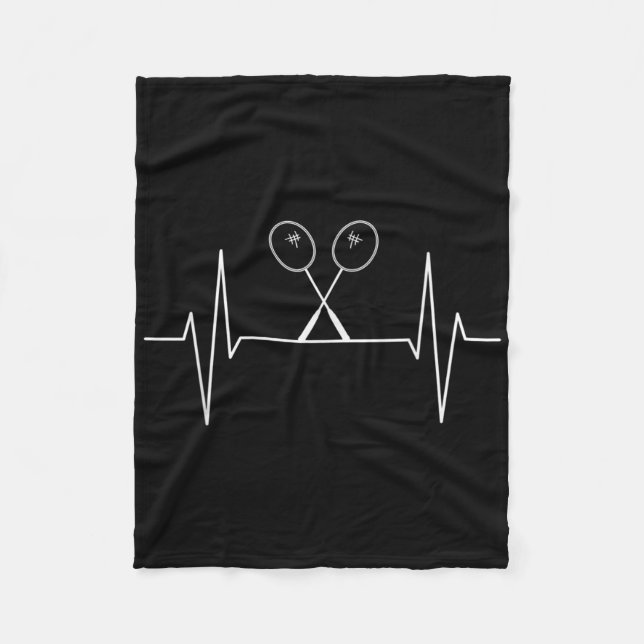 Badminton Racket Heartbeat Badminton Player, Shutt Fleece Blanket (Front)