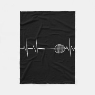 Badminton Racket Heartbeat Funny Player Gift Shirt Fleece Blanket