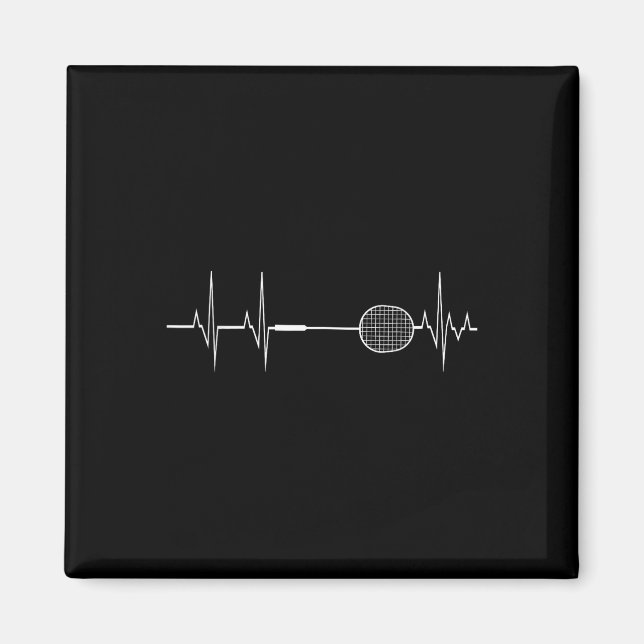 Badminton Racket Heartbeat Funny Player Gift Shirt Magnet (Front)