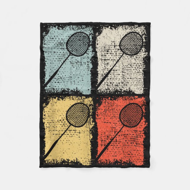 Badminton Racket Retro Badminton Player,badminton  Fleece Blanket (Front)