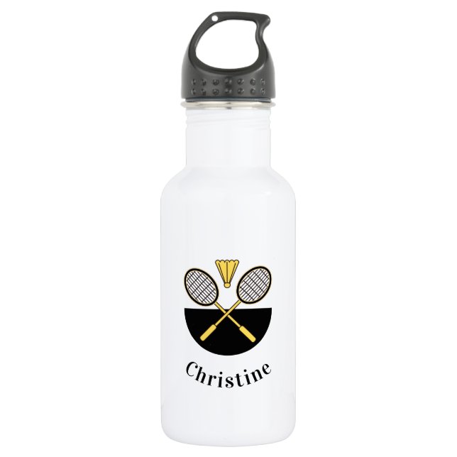 Badminton Rackets Birdie & Girls Name Sport Design 532 Ml Water Bottle (Front)