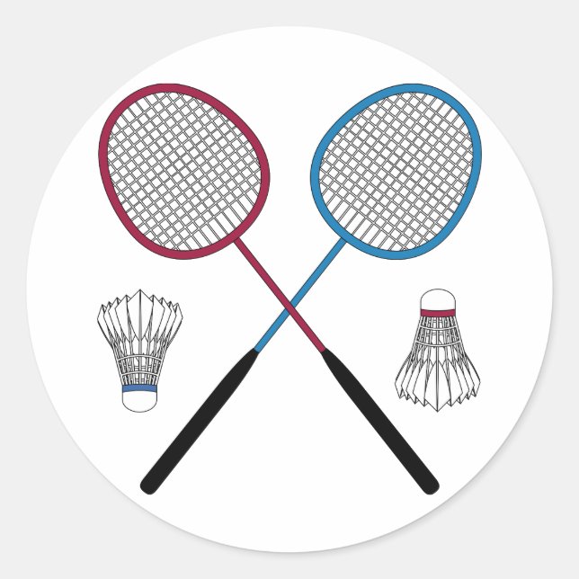 Badminton Rackets Birdies Shuttlecocks Classic Round Sticker (Front)