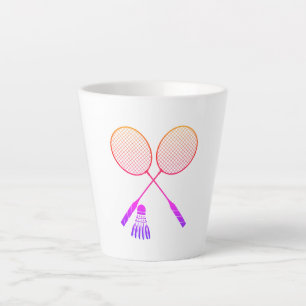 Badminton Rackets Shuttlecock Birdie Ombre Latte Mug