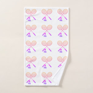 Badminton Rackets Shuttlecock Birdie Pattern Hand Towel