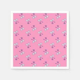 Badminton Racquet Pattern Pink Napkin