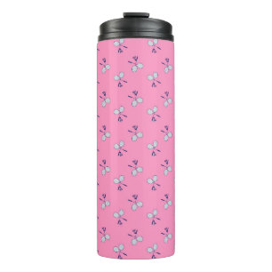 Badminton Racquet Pattern Pink Thermal Tumbler