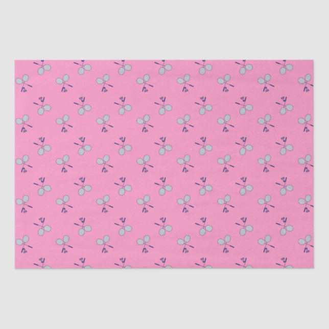Badminton Racquet Pattern Pink Tissue Paper (Front)