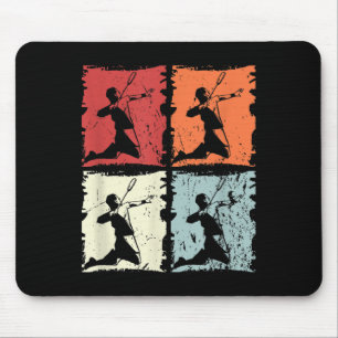 Badminton Retro Badminton Player, Shuttle Mouse Pad