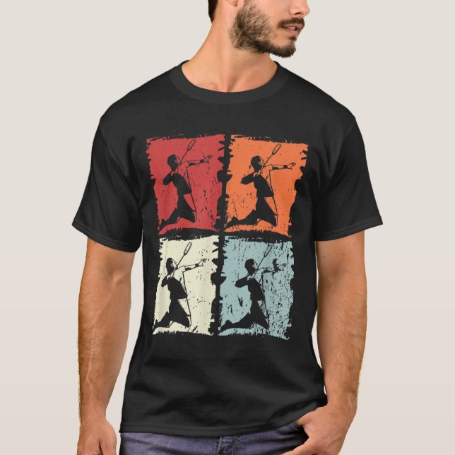 Badminton Retro Badminton Player, Shuttle  T-Shirt (Front)