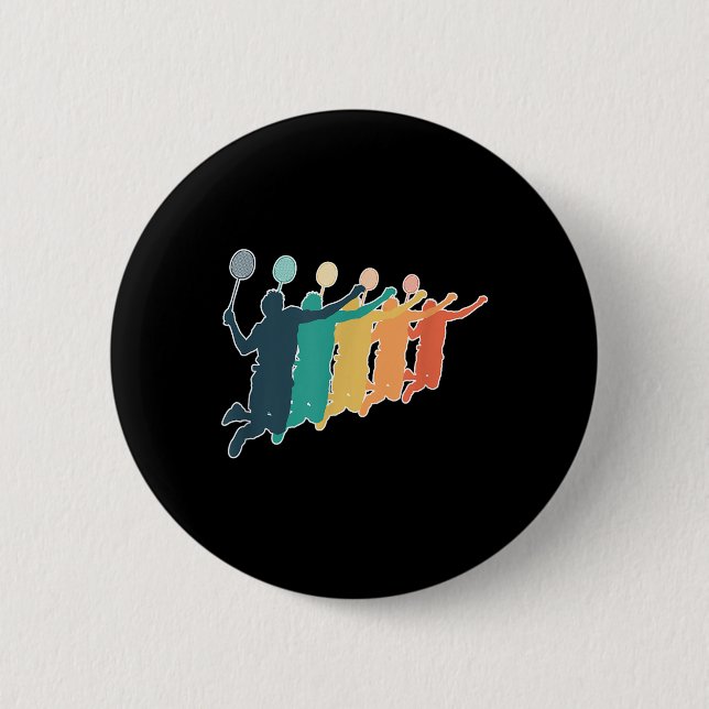 Badminton Retro Racket  6 Cm Round Badge (Front)