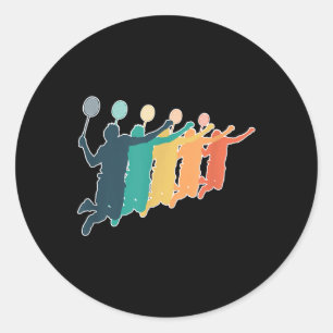 Badminton Retro Racket  Classic Round Sticker