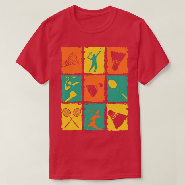 Badminton Retro T-Shirt (Design Front)