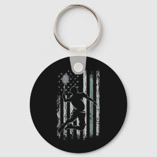 Badminton Retro Usa Flag Shuttle 4th Of July Badmi Key Ring