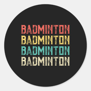Badminton, Retro Vintage Badminton Classic Round Sticker