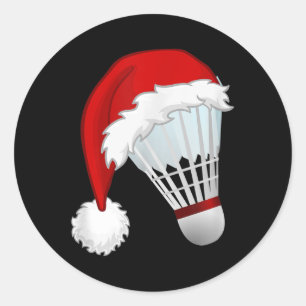 Badminton Santa Hat Sports Christmas Classic Round Sticker