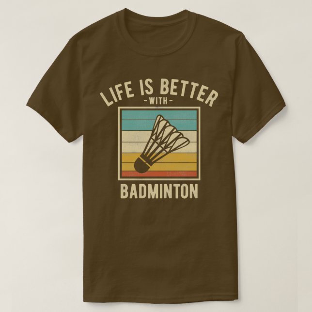 Badminton Sayings Retro Funny Badminton Lovers Gif T-Shirt (Design Front)