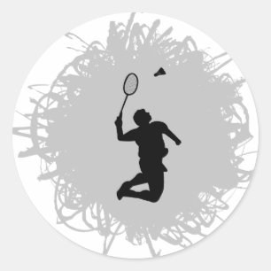 Badminton Scribble Style Classic Round Sticker