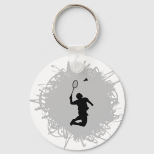 Badminton Scribble Style Key Ring