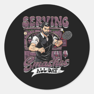 Badminton Serving Smashes All Day Classic Round Sticker