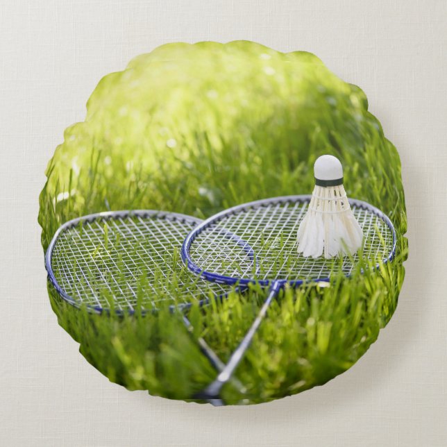 Badminton Set to Go Round Cushion (Front)