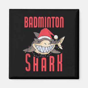 Badminton Shark Christmas Holiday - Badminton Play Magnet
