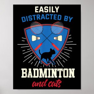 Badminton Shirt Funny Cat Lover Badminton Player G Poster