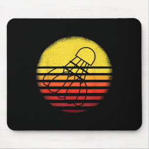 Badminton Shirt Vintage Sunset Retro Badminton Pla Mouse Pad