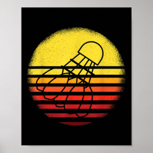 Badminton Shirt Vintage Sunset Retro Badminton Pla Poster