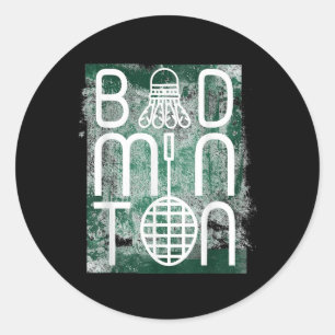 Badminton Shuttle And Racket Themed Words Funny Classic Round Sticker
