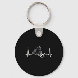 Badminton Shuttle Court Game Sport Heartbeat Badmi Key Ring