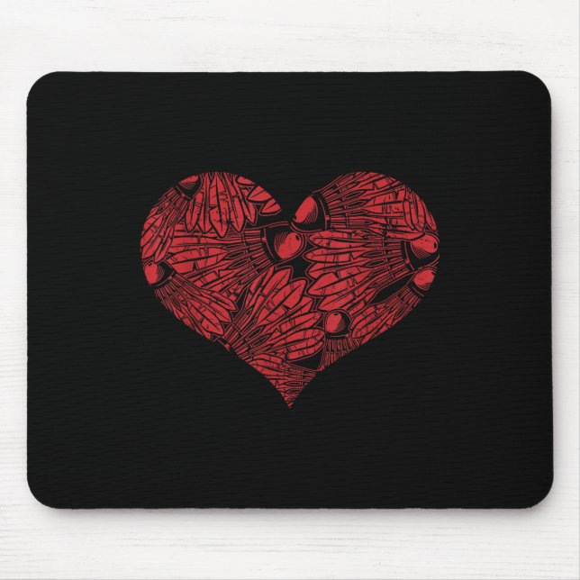Badminton Shuttle Heart  Mouse Pad (Front)