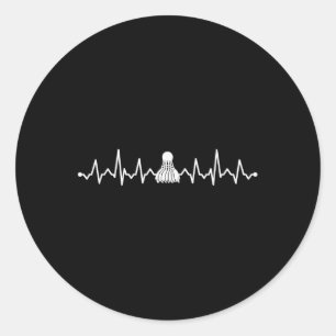 Badminton Shuttle Heartbeat Cool Design For Women Classic Round Sticker