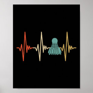 Badminton Shuttle Heartbeat Retro Vintage For Wome Poster