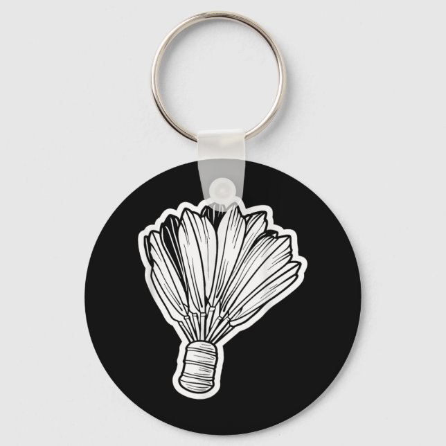 Badminton Shuttle Line Art  Key Ring (Front)